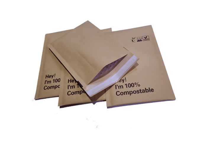 Kraft Bubble PBAT Biodegradable and Compostable Bags With Self Sealing