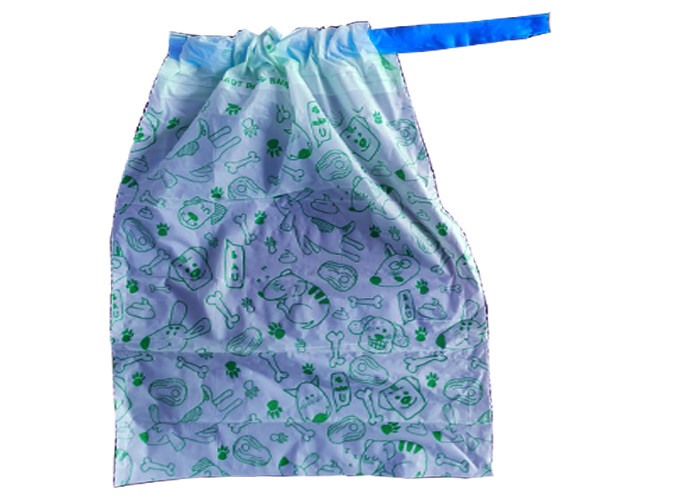 Drawstring 30mm×60mm Biodegradable Dog Poop Bags Earth Friendly On Rolls